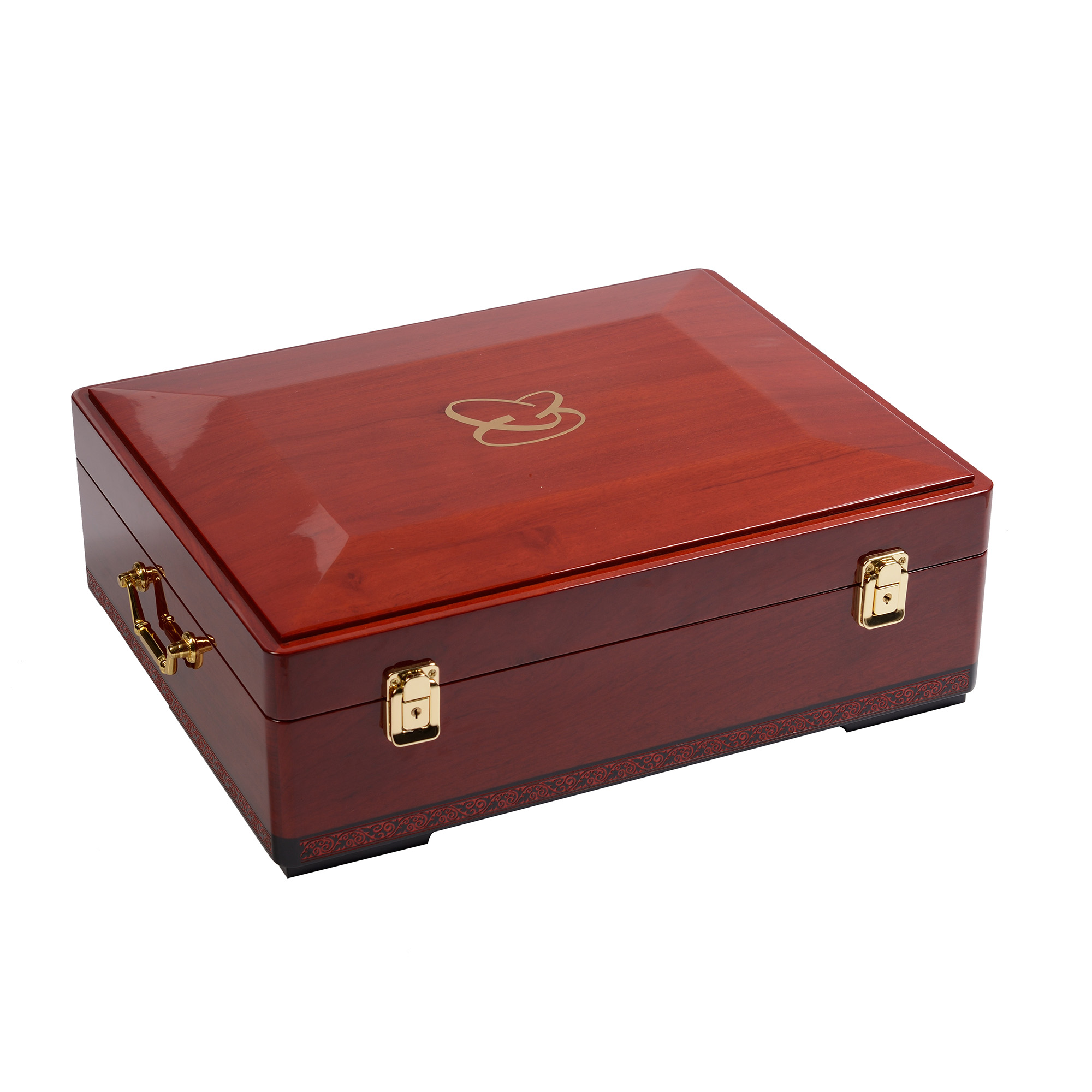 Solid wood high gloss piano lacquer wood precious metal box