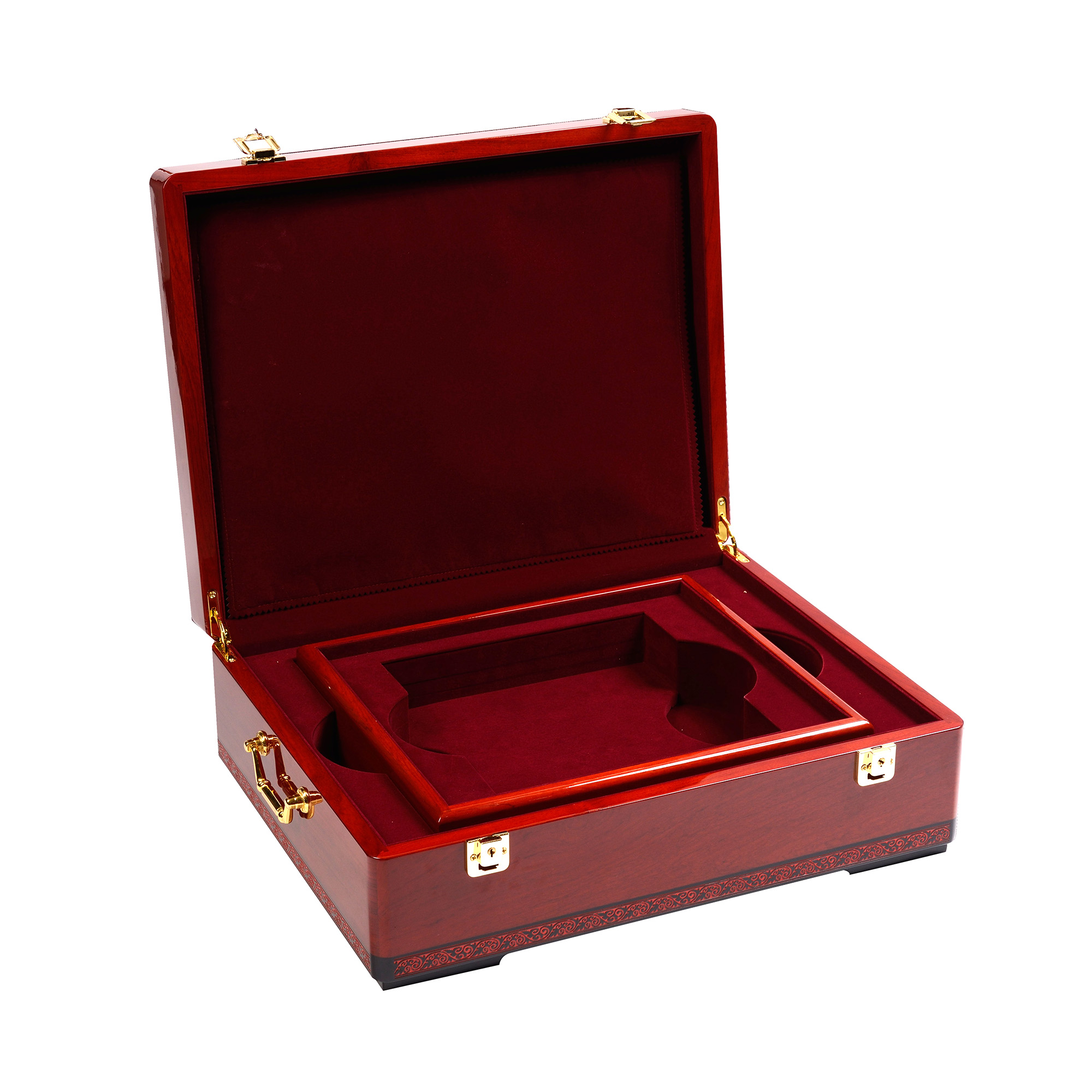 Solid wood high gloss piano lacquer wood precious metal box