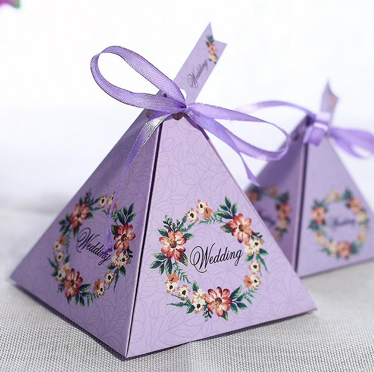 Pyramid Style Boxes Triangular Party Paper Gift Box 