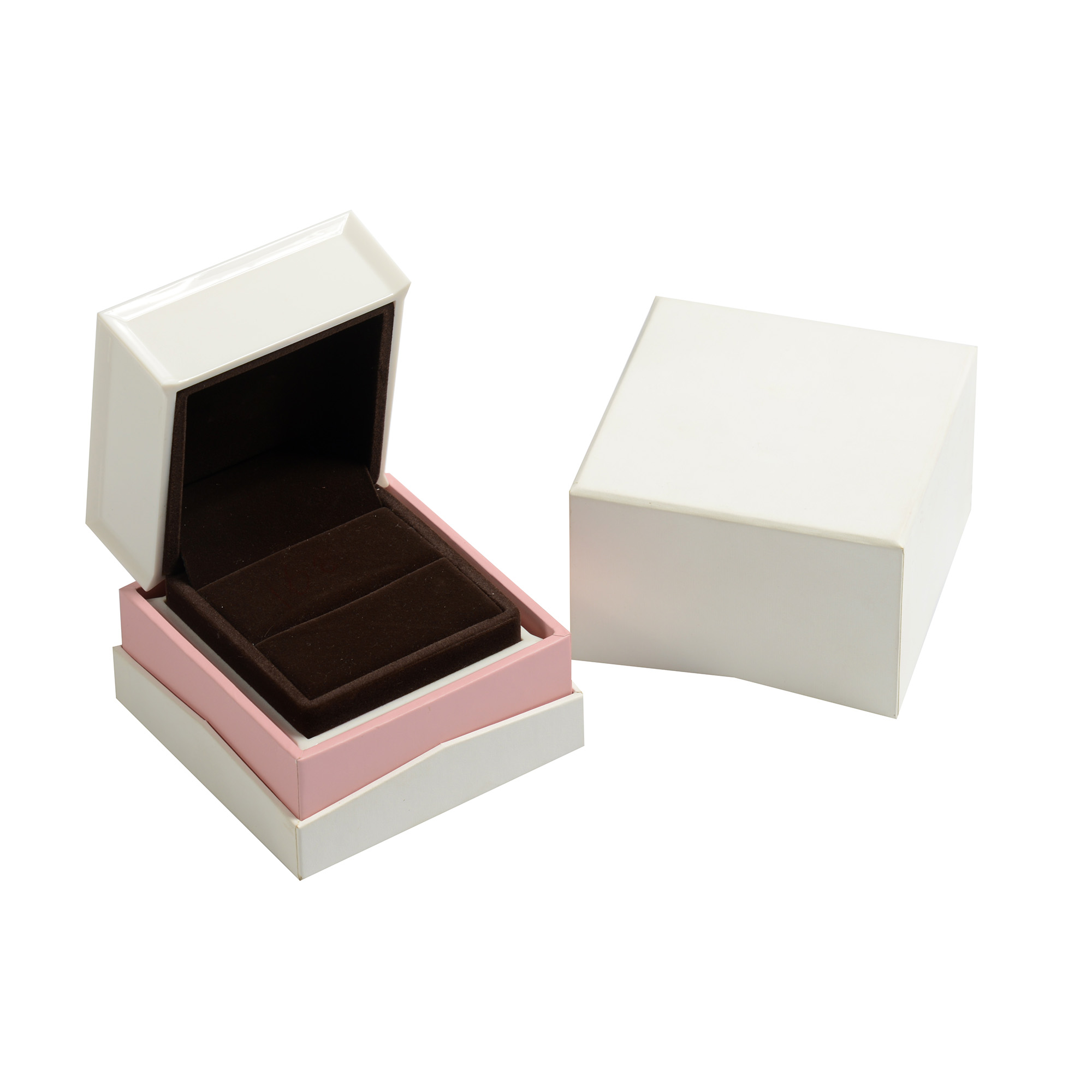 White high-gloss lacquered diamond ring gum jewelry case