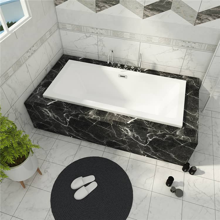 Wider Edge Rectangular Built In Bathtub
