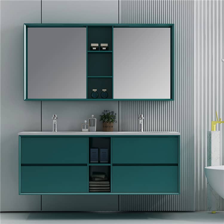 Wood color Solid Wood Bathroom Cabinet