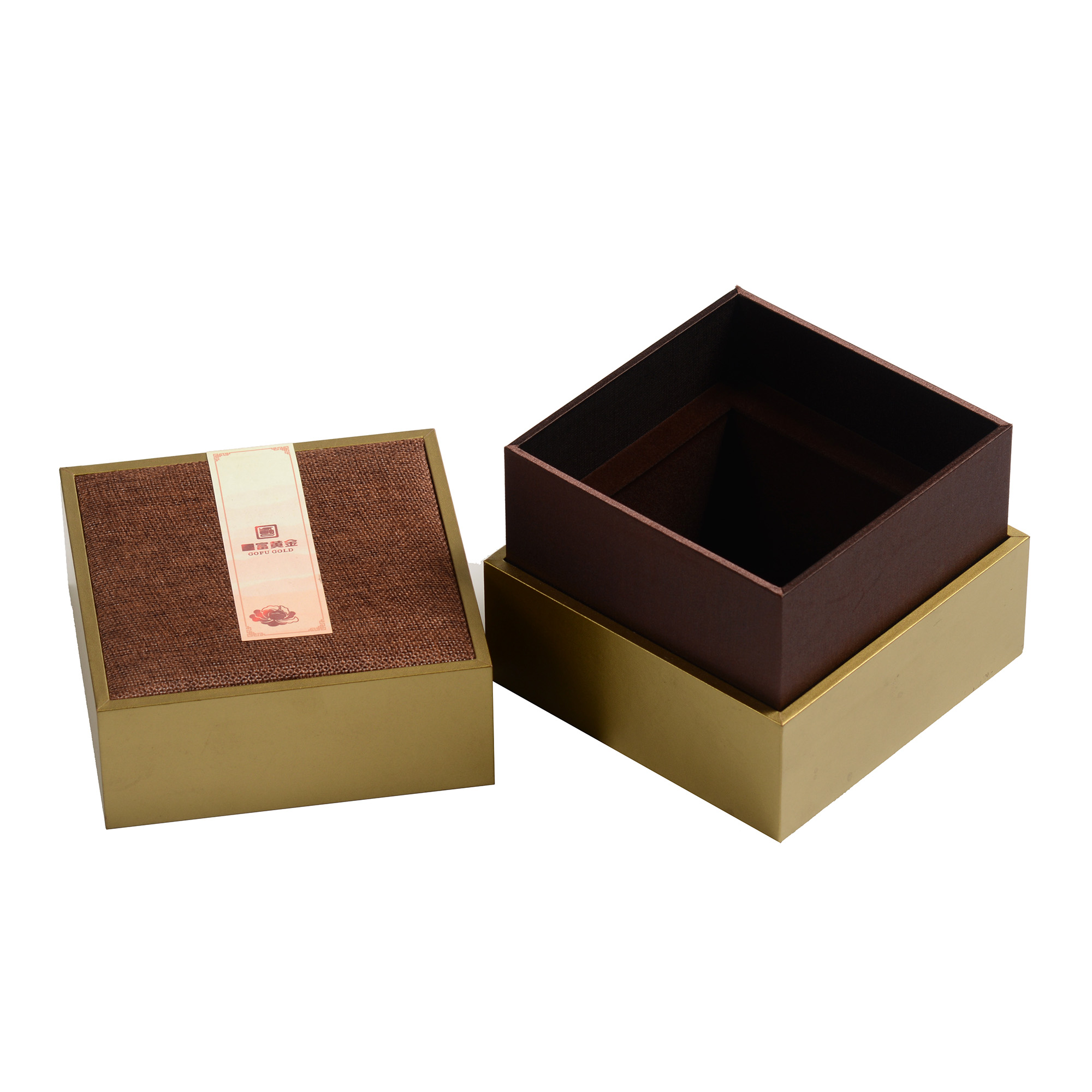 Yellow filled paper souvenir wooden precious metal packing box