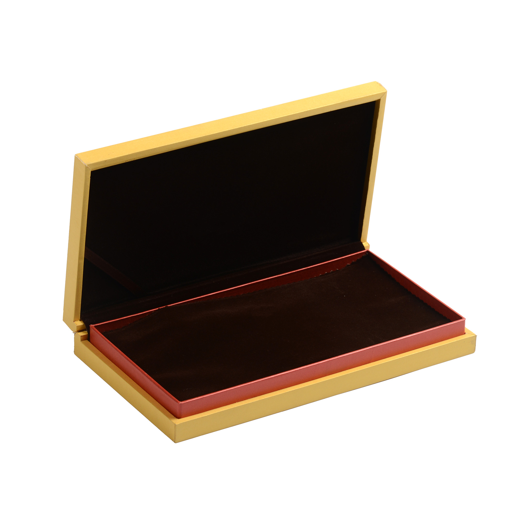 Yellow pearlescent paper souvenir wooden precious metal packing box