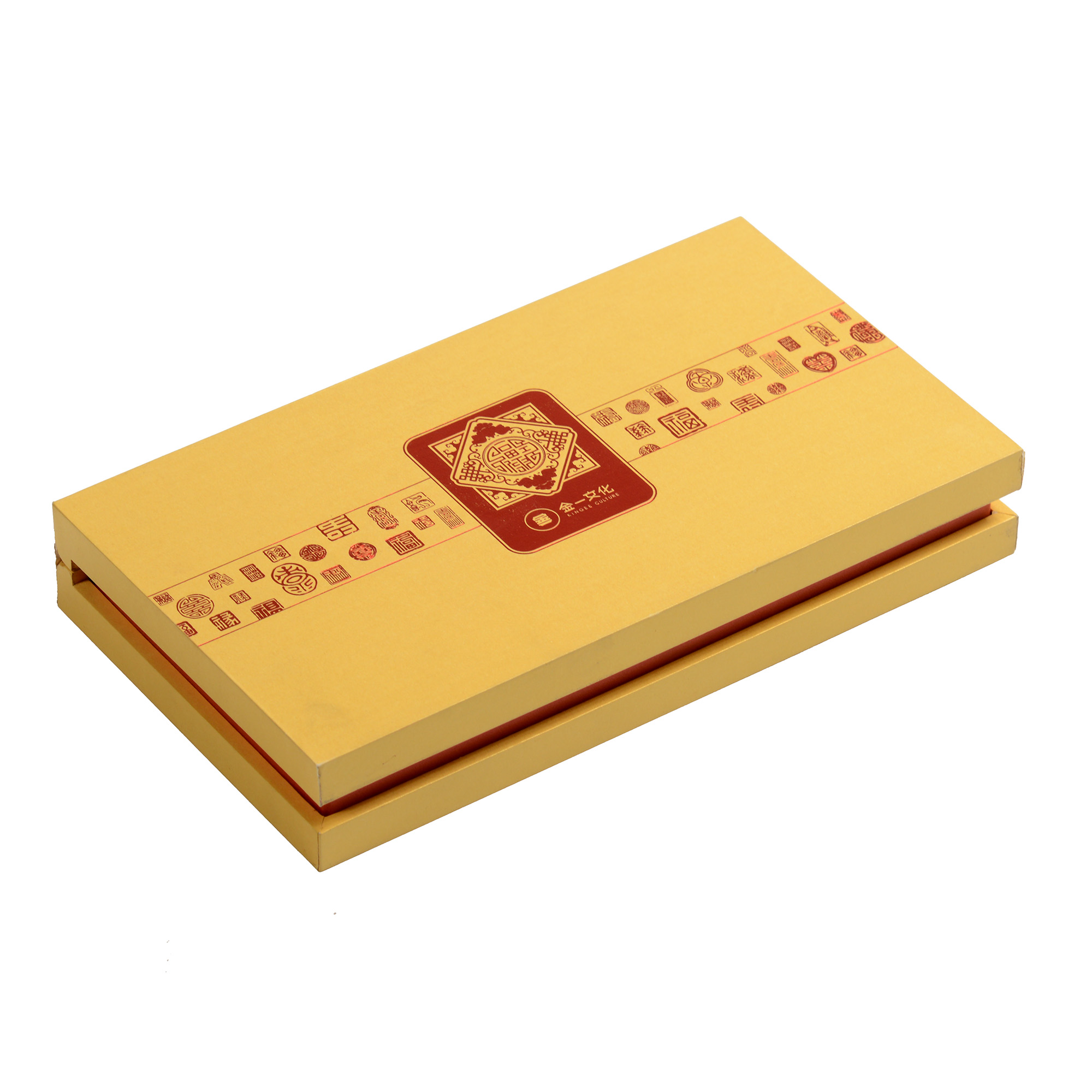 Yellow pearlescent paper souvenir wooden precious metal packing box