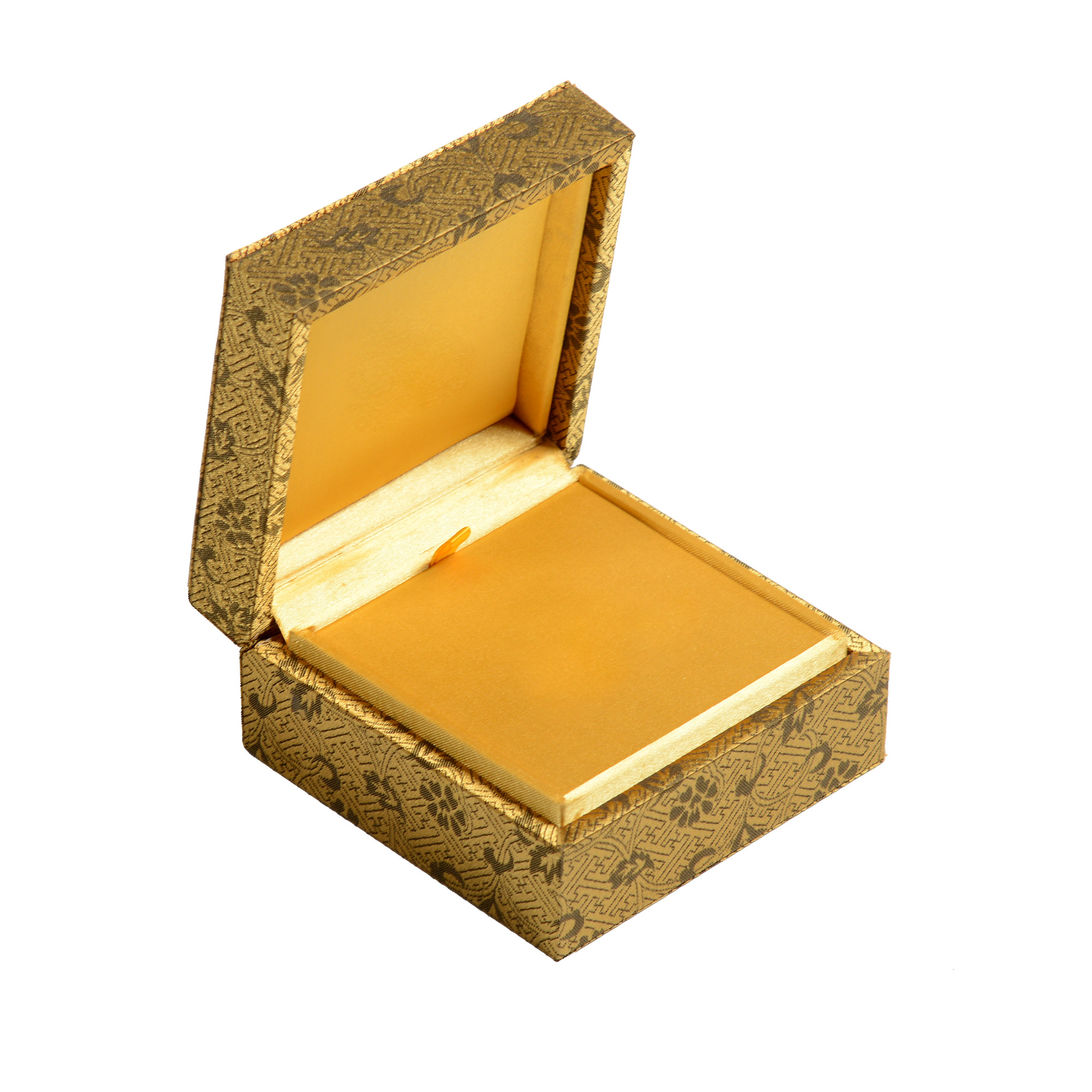 Yellow silk cloth wooden jewelry box