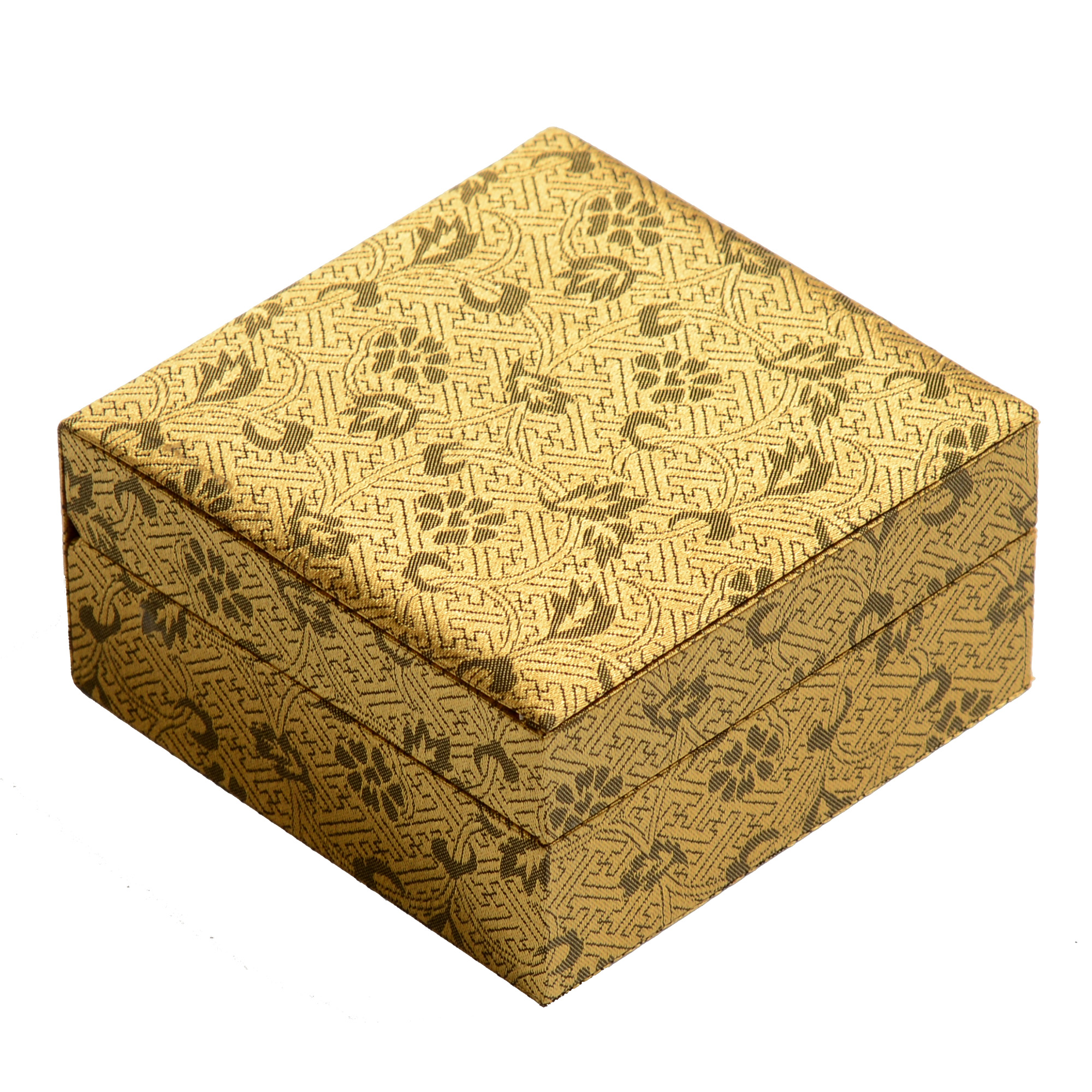 Yellow silk cloth wooden jewelry box