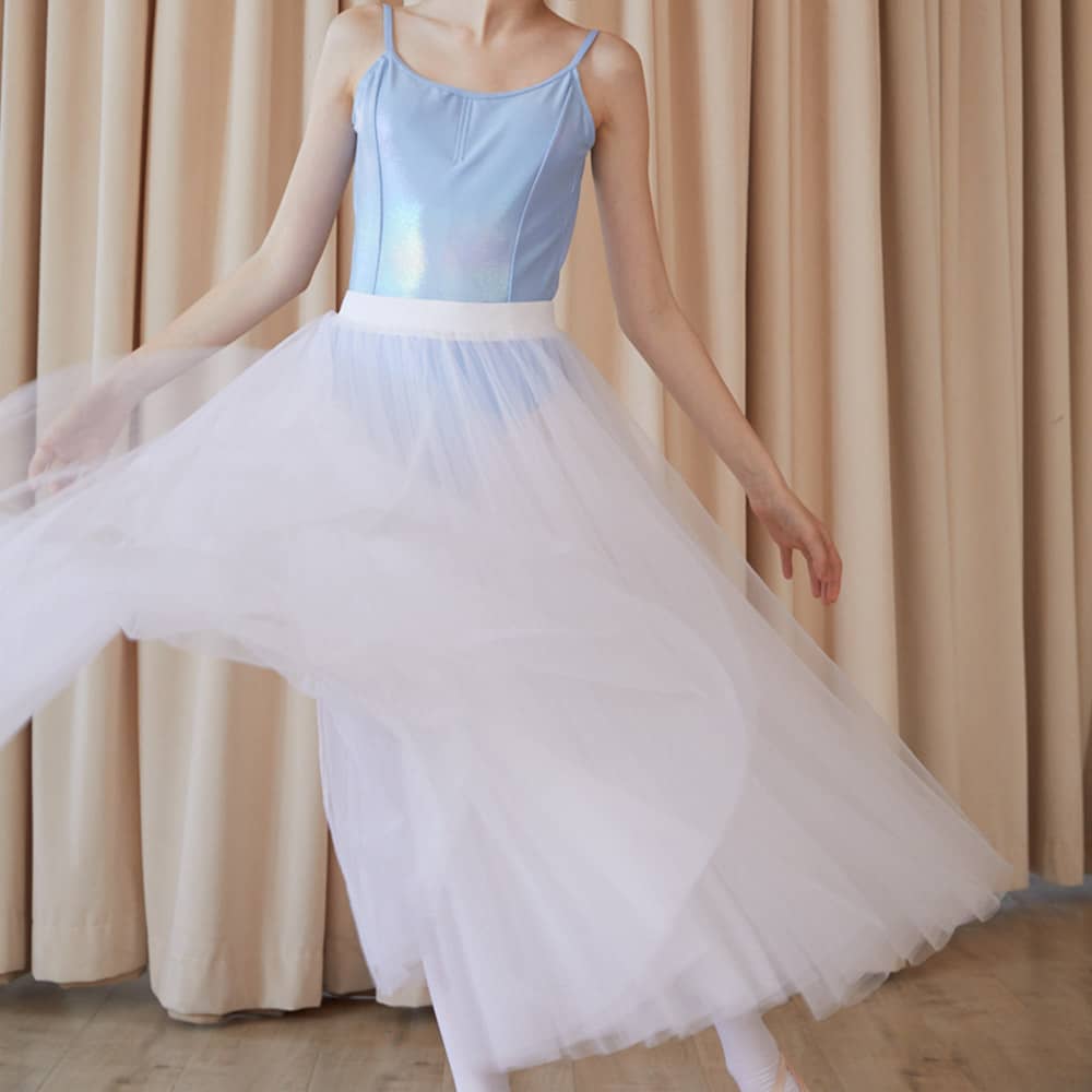 Fitdance 3-Layer Soft Yarn Long White Dress B9006