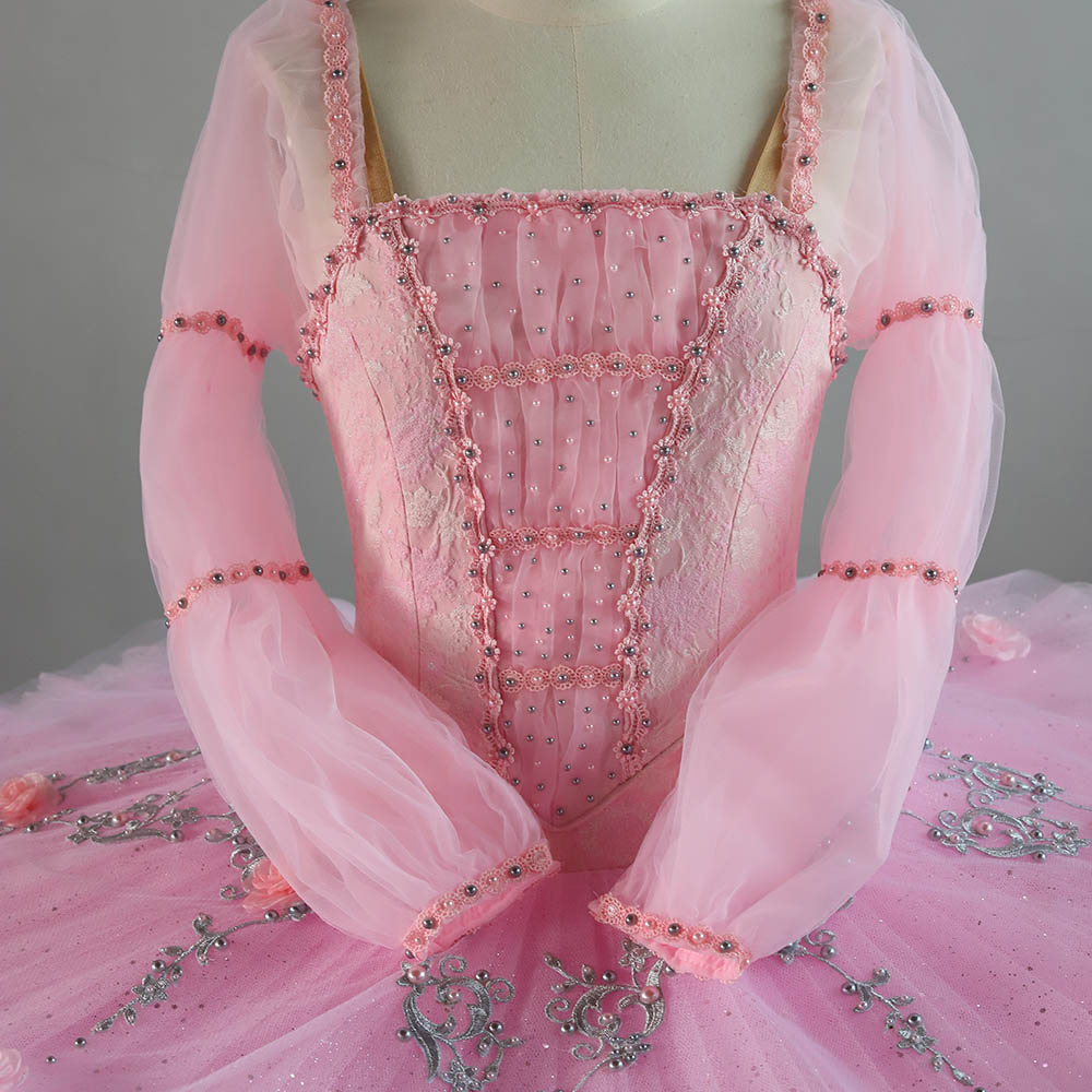 Fitdance Long Sleeve Pink Rose Folded Yarn Ballet