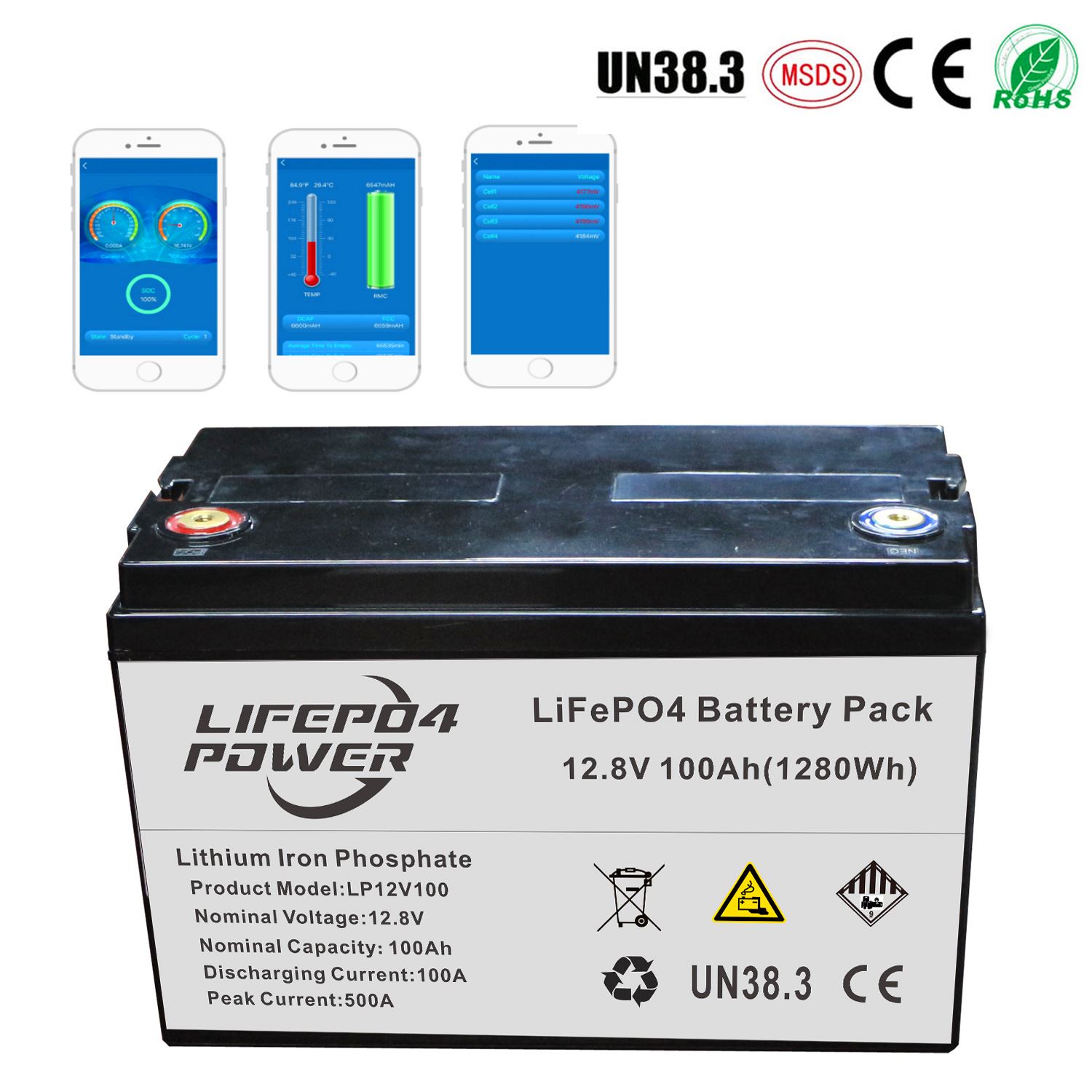 LiFePO4 Battery 12V 100Ah With Blutooth APP