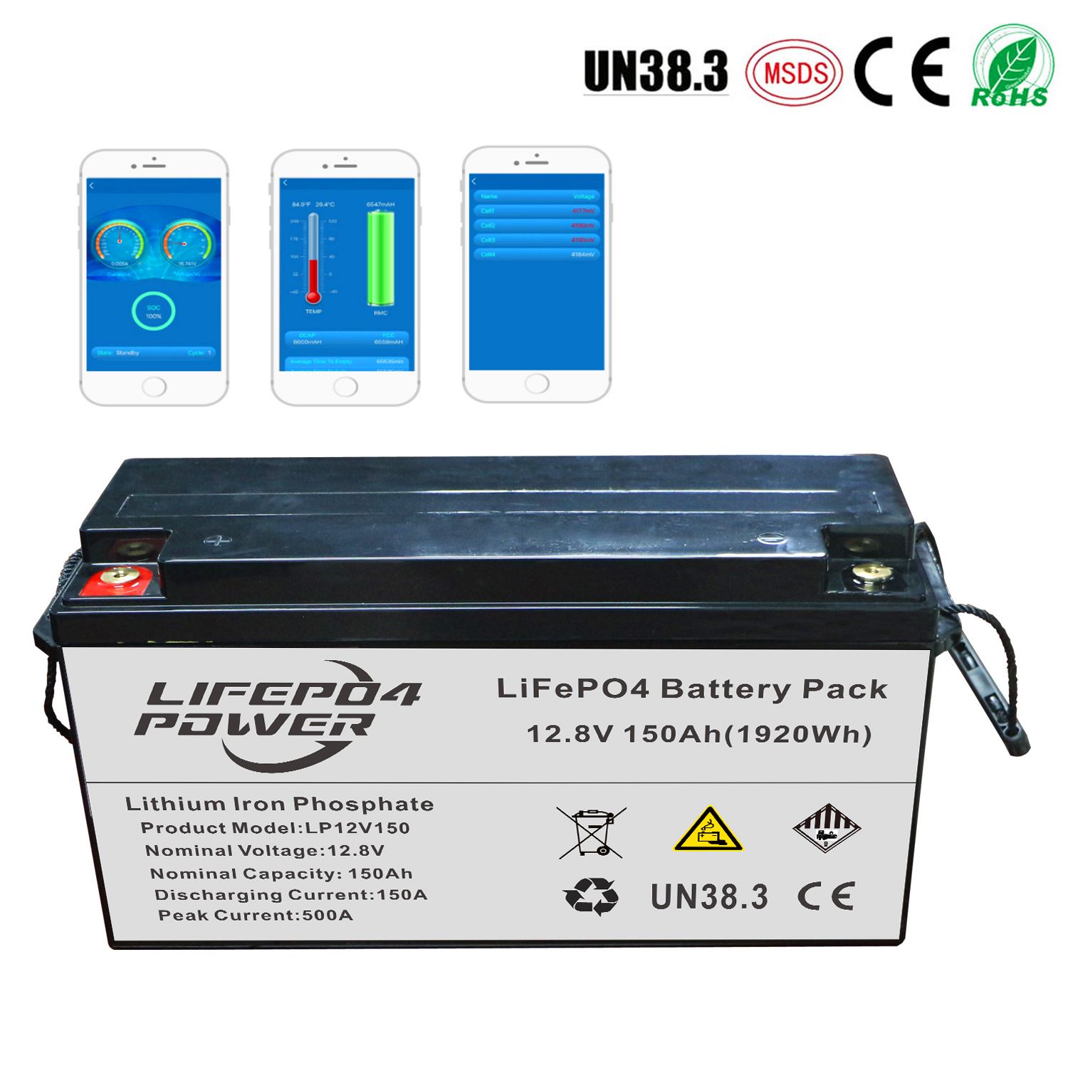 LiFePO4 Battery 12V 150Ah With Blutooth APP